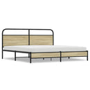 vidaXL sonoma tölgy színű fém ágykeret matrac nélkül 180 x 200 cm