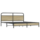 vidaXL sonoma tölgy színű fém ágykeret matrac nélkül 180 x 200 cm