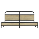 vidaXL sonoma tölgy színű fém ágykeret matrac nélkül 180 x 200 cm
