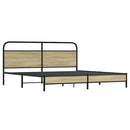 vidaXL sonoma tölgy színű fém ágykeret matrac nélkül 193 x 203 cm