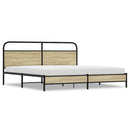 vidaXL sonoma tölgy színű fém ágykeret matrac nélkül 200 x 200 cm