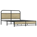 vidaXL sonoma tölgyszínű fém ágykeret matrac nélkül 160 x 200 cm