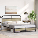 vidaXL sonoma tölgyszínű fém ágykeret matrac nélkül 160 x 200 cm