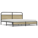 vidaXL sonoma tölgy színű fém ágykeret matrac nélkül 180 x 200 cm