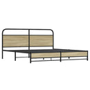 vidaXL sonoma tölgy színű fém ágykeret matrac nélkül 180 x 200 cm