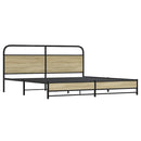 vidaXL sonoma tölgy színű fém ágykeret matrac nélkül 183 x 213 cm