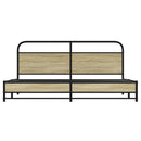 vidaXL sonoma tölgy színű fém ágykeret matrac nélkül 183 x 213 cm
