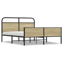 vidaXL sonoma tölgy színű fém ágykeret matrac nélkül 150 x 200 cm
