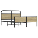 vidaXL sonoma tölgy színű fém ágykeret matrac nélkül 150 x 200 cm