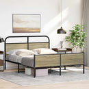 vidaXL sonoma tölgy színű fém ágykeret matrac nélkül 150 x 200 cm