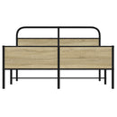 vidaXL sonoma tölgy színű fém ágykeret matrac nélkül 150 x 200 cm
