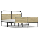 vidaXL sonoma tölgyszínű fém ágykeret matrac nélkül 160 x 200 cm