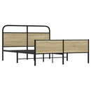 vidaXL sonoma tölgyszínű fém ágykeret matrac nélkül 160 x 200 cm