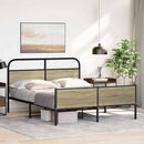 vidaXL sonoma tölgyszínű fém ágykeret matrac nélkül 160 x 200 cm