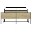 vidaXL sonoma tölgyszínű fém ágykeret matrac nélkül 160 x 200 cm