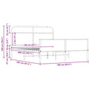 vidaXL sonoma tölgyszínű fém ágykeret matrac nélkül 160 x 200 cm