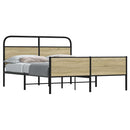 vidaXL sonoma tölgyszínű fém ágykeret matrac nélkül 160 x 200 cm