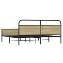 vidaXL sonoma tölgy színű fém ágykeret matrac nélkül 180 x 200 cm