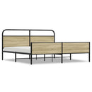vidaXL sonoma tölgy színű fém ágykeret matrac nélkül 183 x 213 cm