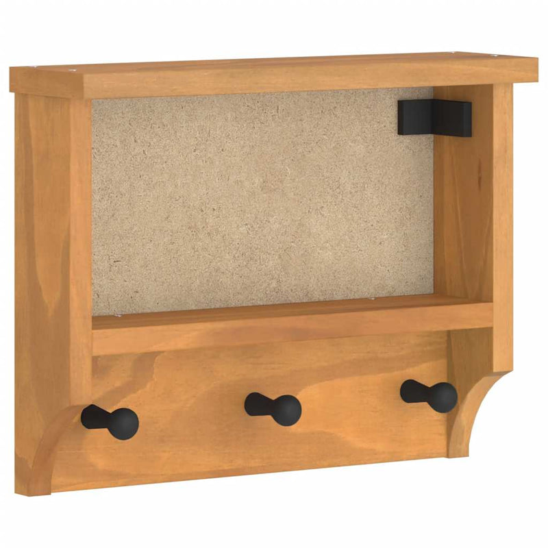 vidaXL SANDNES tömör fenyőfa falra szerelt kabátállvány 45x12x35 cm