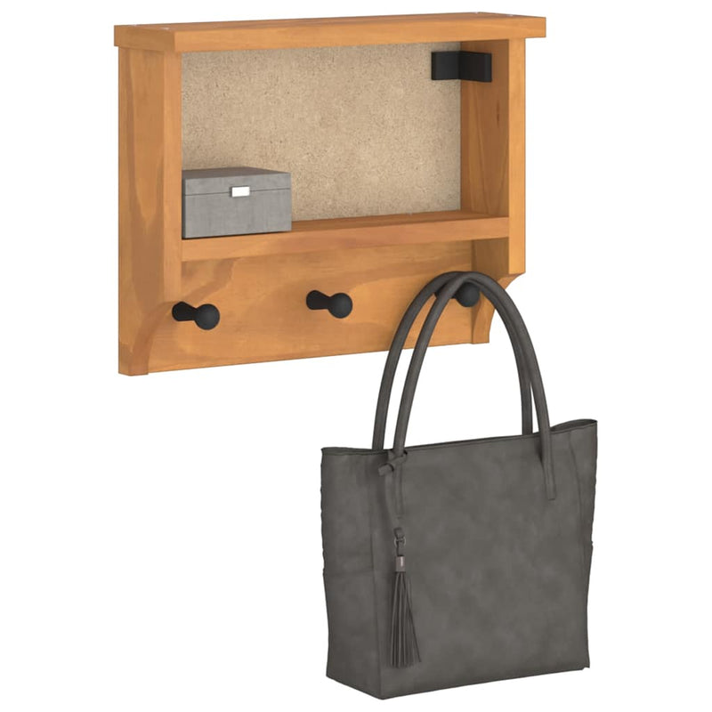 vidaXL SANDNES tömör fenyőfa falra szerelt kabátállvány 45x12x35 cm