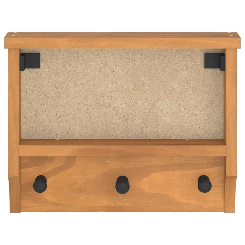 vidaXL SANDNES tömör fenyőfa falra szerelt kabátállvány 45x12x35 cm