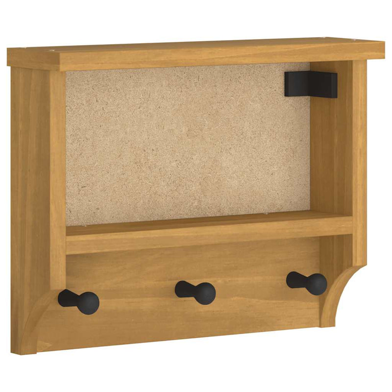 vidaXL SANDNES tömör fenyőfa falra szerelt kabátállvány 45x12x35 cm