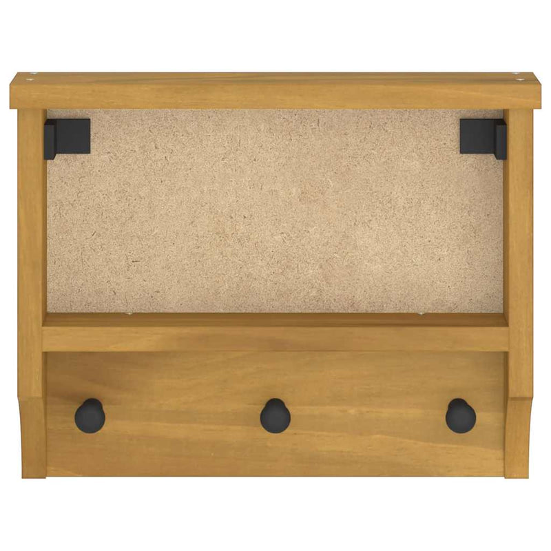 vidaXL SANDNES tömör fenyőfa falra szerelt kabátállvány 45x12x35 cm