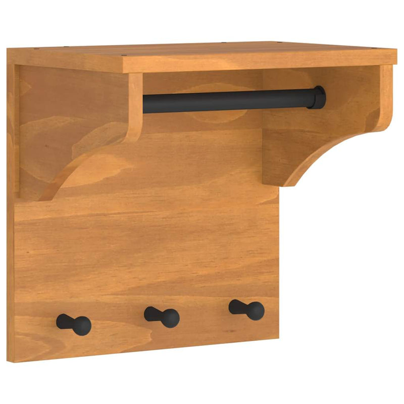 vidaXL SANDNES tömör fenyőfa falra szerelt kabátállvány 43x30x42 cm