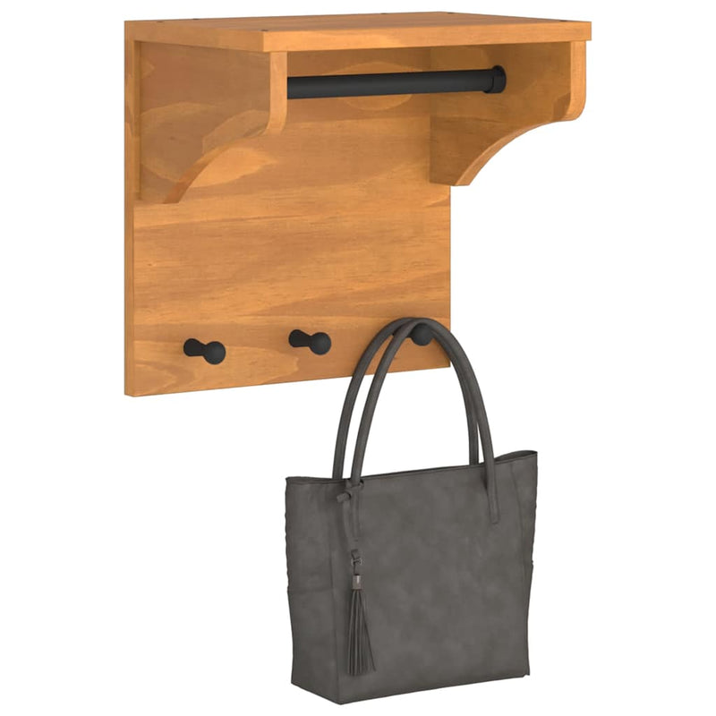 vidaXL SANDNES tömör fenyőfa falra szerelt kabátállvány 43x30x42 cm