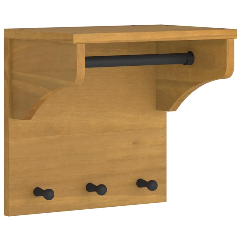 vidaXL SANDNES tömör fenyőfa falra szerelt kabátállvány 43x30x42 cm