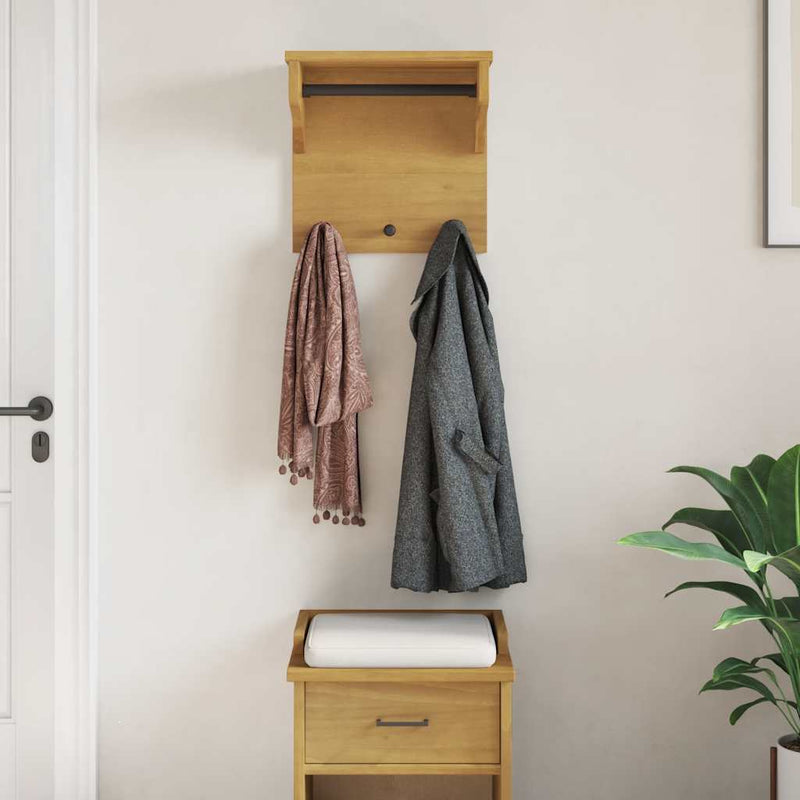 vidaXL SANDNES tömör fenyőfa falra szerelt kabátállvány 43x30x42 cm