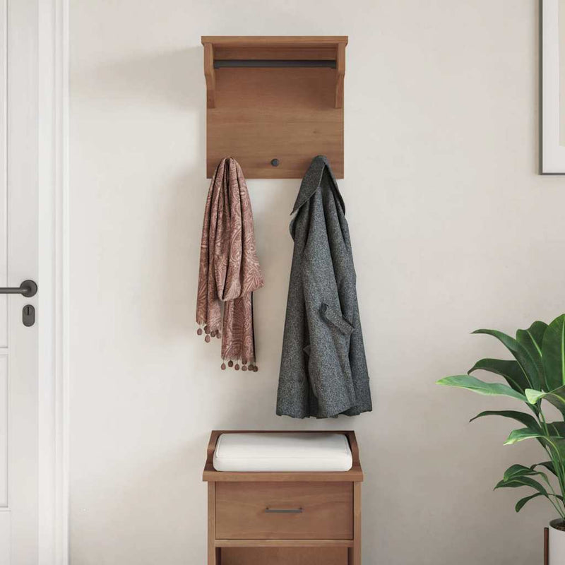 vidaXL SANDNES tömör fenyőfa falra szerelt kabátállvány 43x30x42 cm