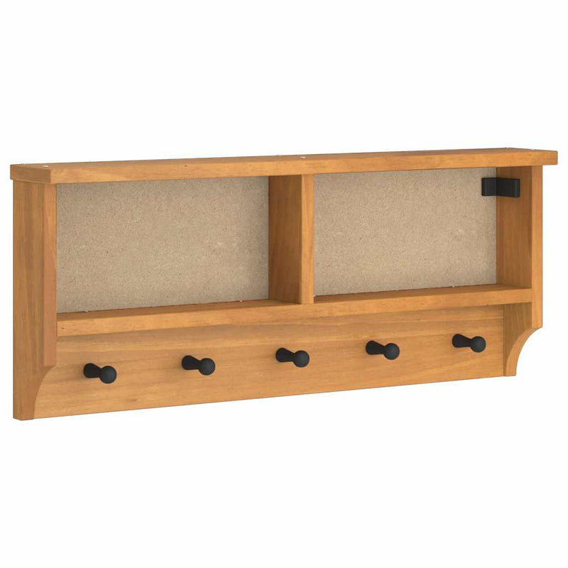 vidaXL SANDNES tömör fenyőfa falra szerelt kabátállvány 87x12x35 cm