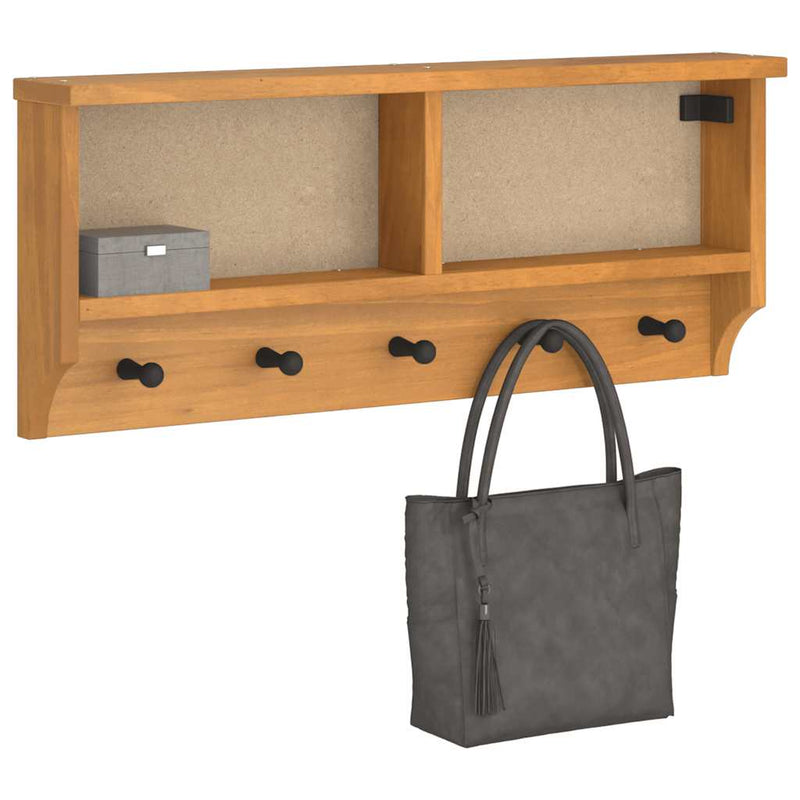 vidaXL SANDNES tömör fenyőfa falra szerelt kabátállvány 87x12x35 cm