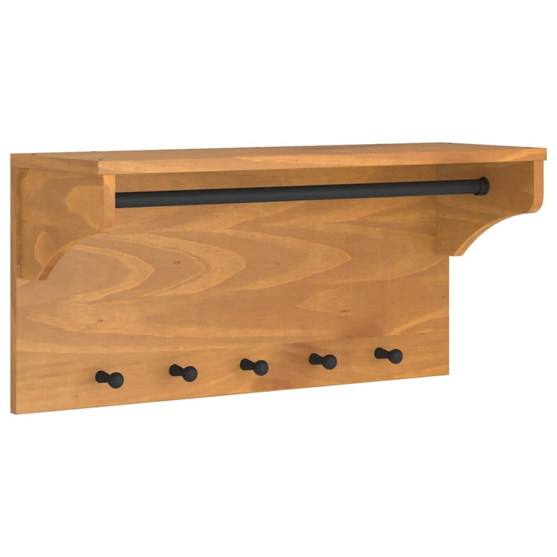 vidaXL SANDNES tömör fenyőfa falra szerelt kabátállvány 87x30x42 cm