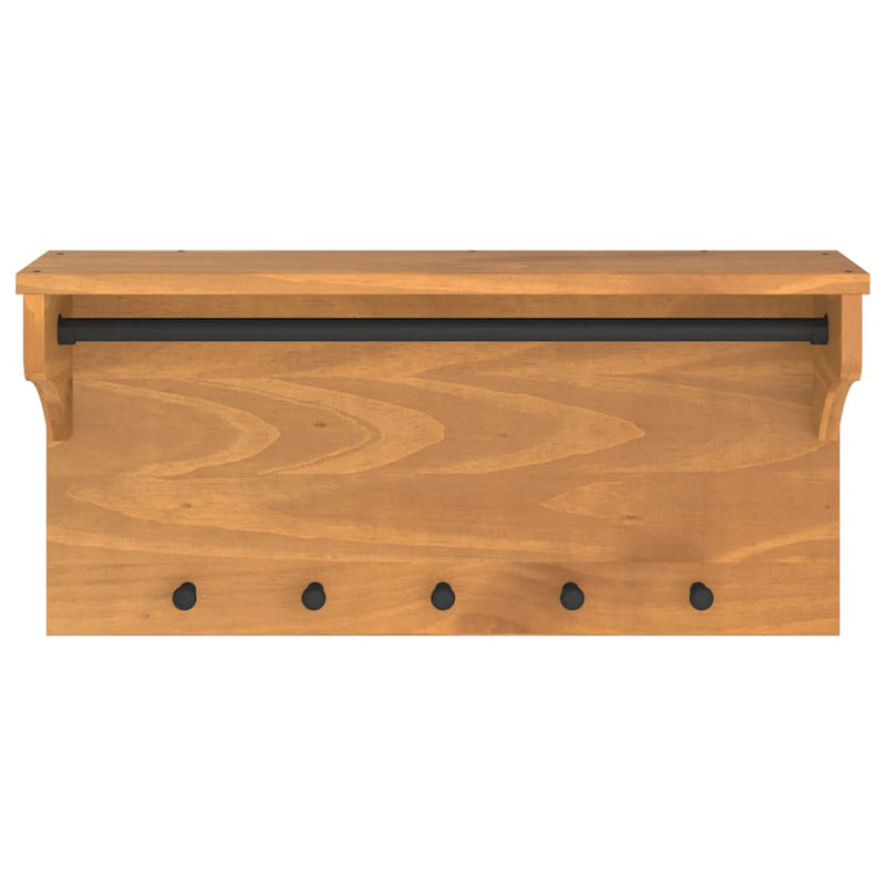 vidaXL SANDNES tömör fenyőfa falra szerelt kabátállvány 87x30x42 cm