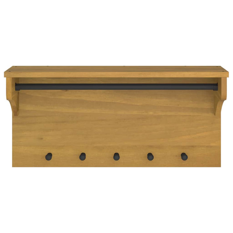 vidaXL SANDNES tömör fenyőfa falra szerelt kabátállvány 87x30x42 cm