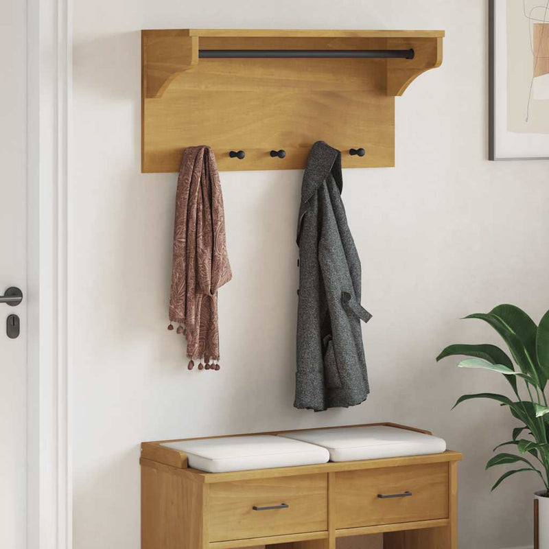vidaXL SANDNES tömör fenyőfa falra szerelt kabátállvány 87x30x42 cm