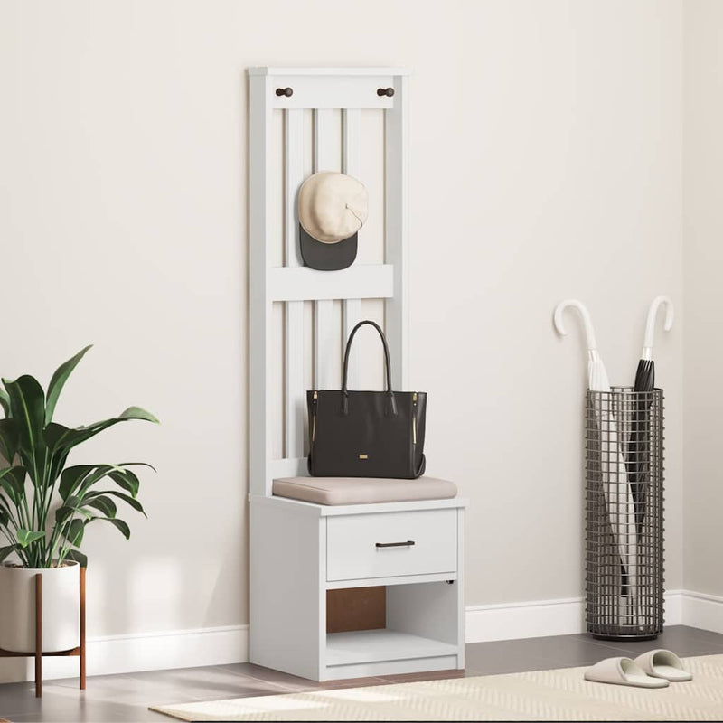 vidaXL SANDNES fehér tömör fenyőfa előszobafa 45x40x159,5 cm