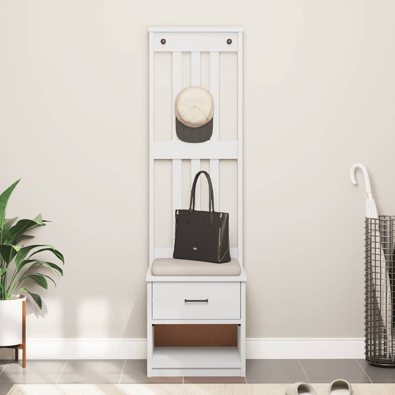 vidaXL SANDNES fehér tömör fenyőfa előszobafa 45x40x159,5 cm