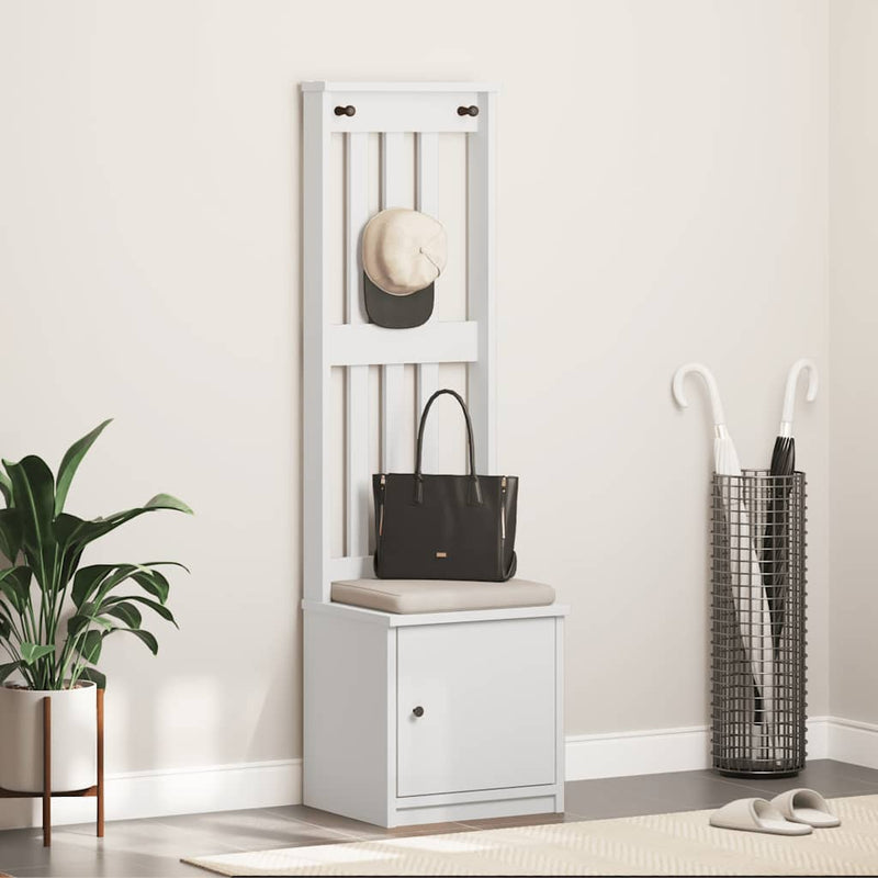 vidaXL SANDNES fehér tömör fenyőfa előszobafa 45x40x159,5 cm