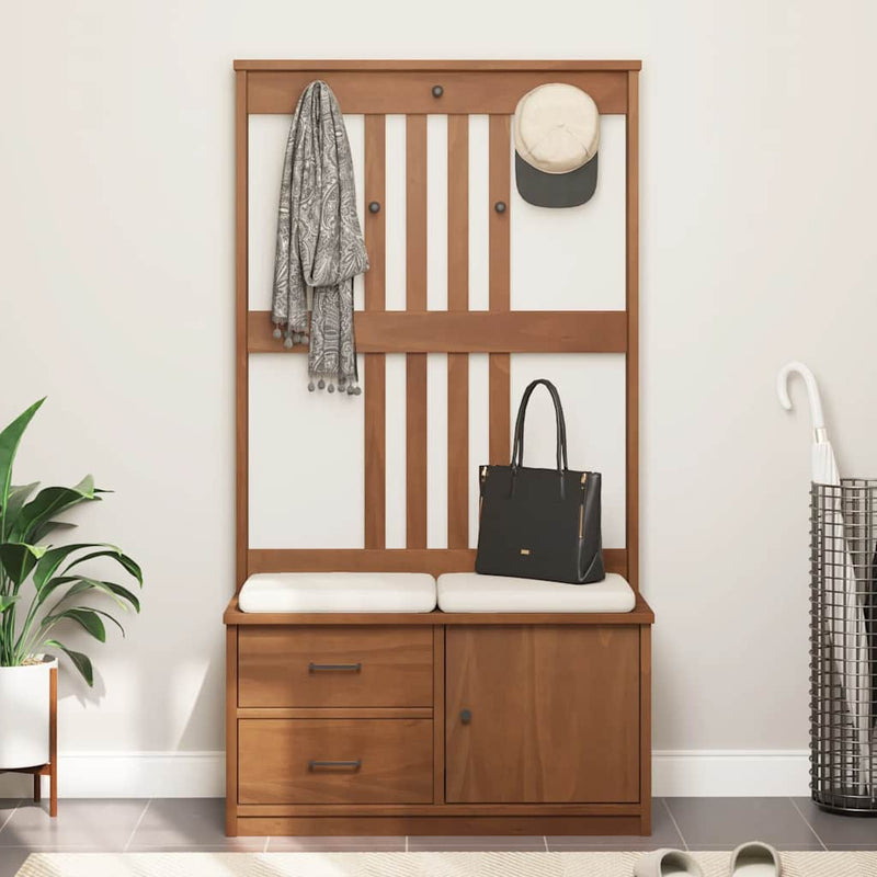 vidaXL SANDNES tömör fenyőfa előszobafa 87x40x159,5 cm