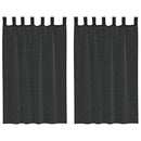 vidaXL 2 db fekete fátyolfüggönyök fülecske tetejével 140x260 cm