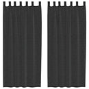 vidaXL 2 db fekete fátyolfüggönyök fülecske tetejével 140x260 cm