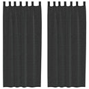 vidaXL 2 db fekete fátyolfüggönyök fülecske tetejével 140x260 cm