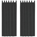 vidaXL 2 db fekete fátyolfüggönyök fülecske tetejével 140x260 cm