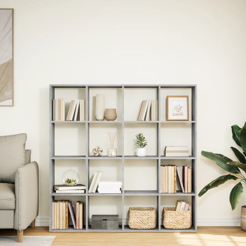 vidaXL betonszürke szerelt fa könyvszekrény 137,5 x 29 x 137,5 cm