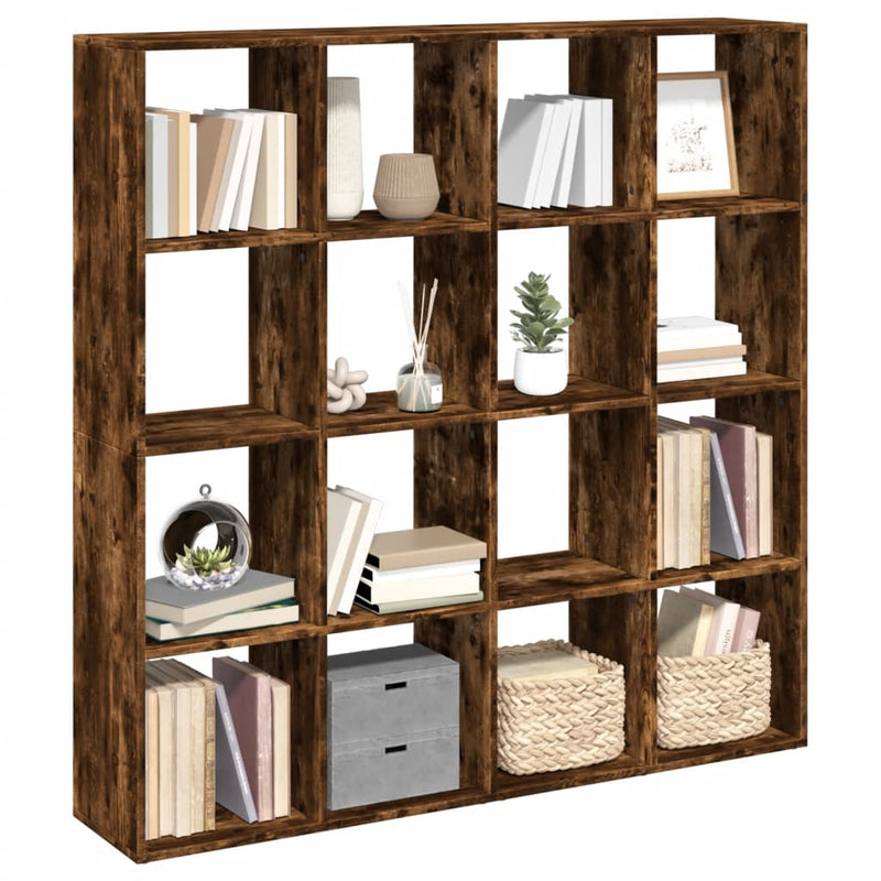 vidaXL füstös tölgy színű szerelt fa könyvszekrény 137,5x29x137,5 cm