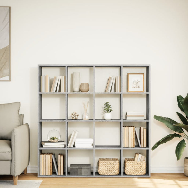 vidaXL szürke sonoma színű szerelt fa könyvszekrény 137,5x29x137,5 cm